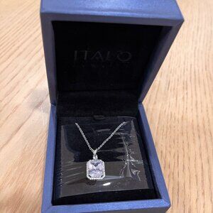 Classic Halo Created White Sapphire Pendant Necklace